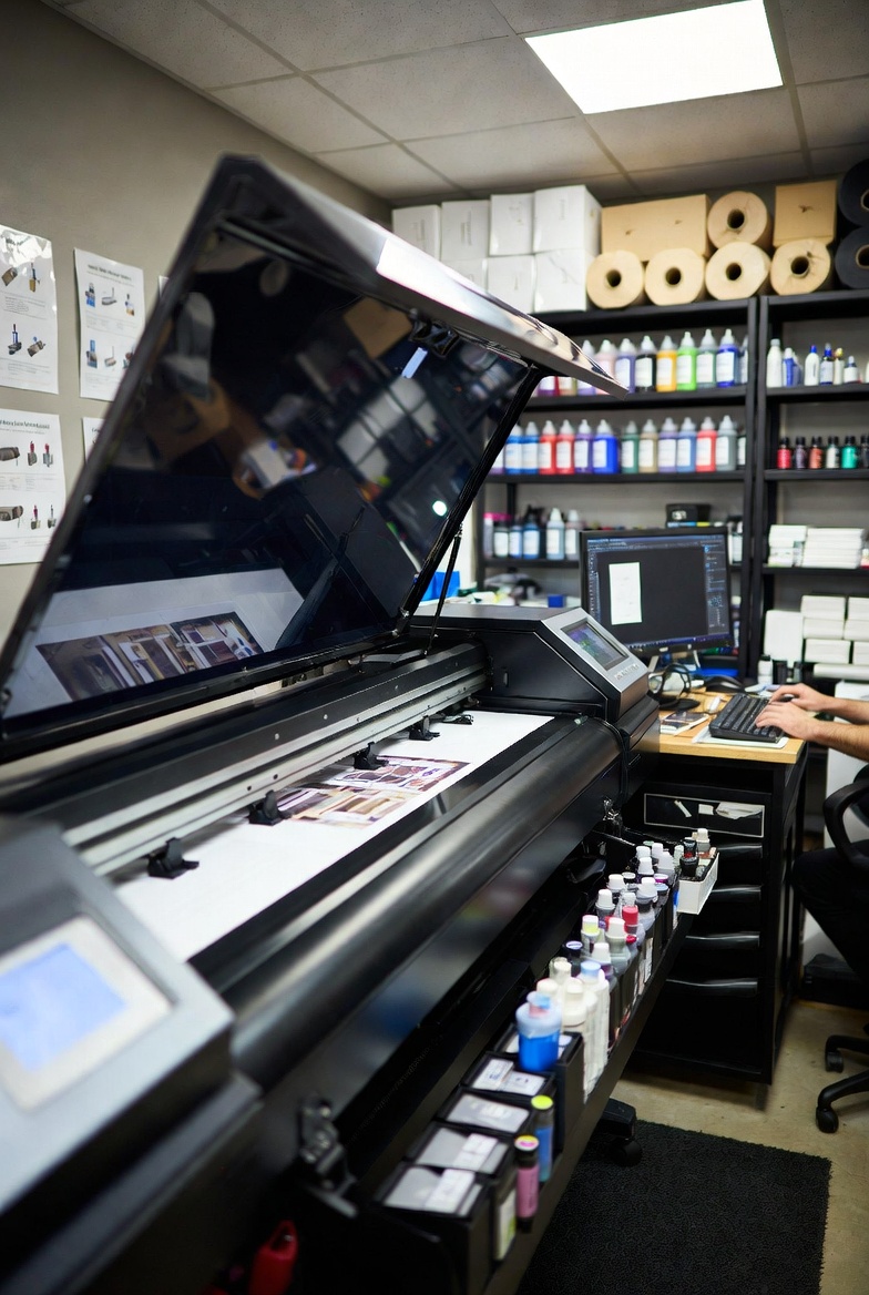 Stack of layered custom business cards on a neutral desk